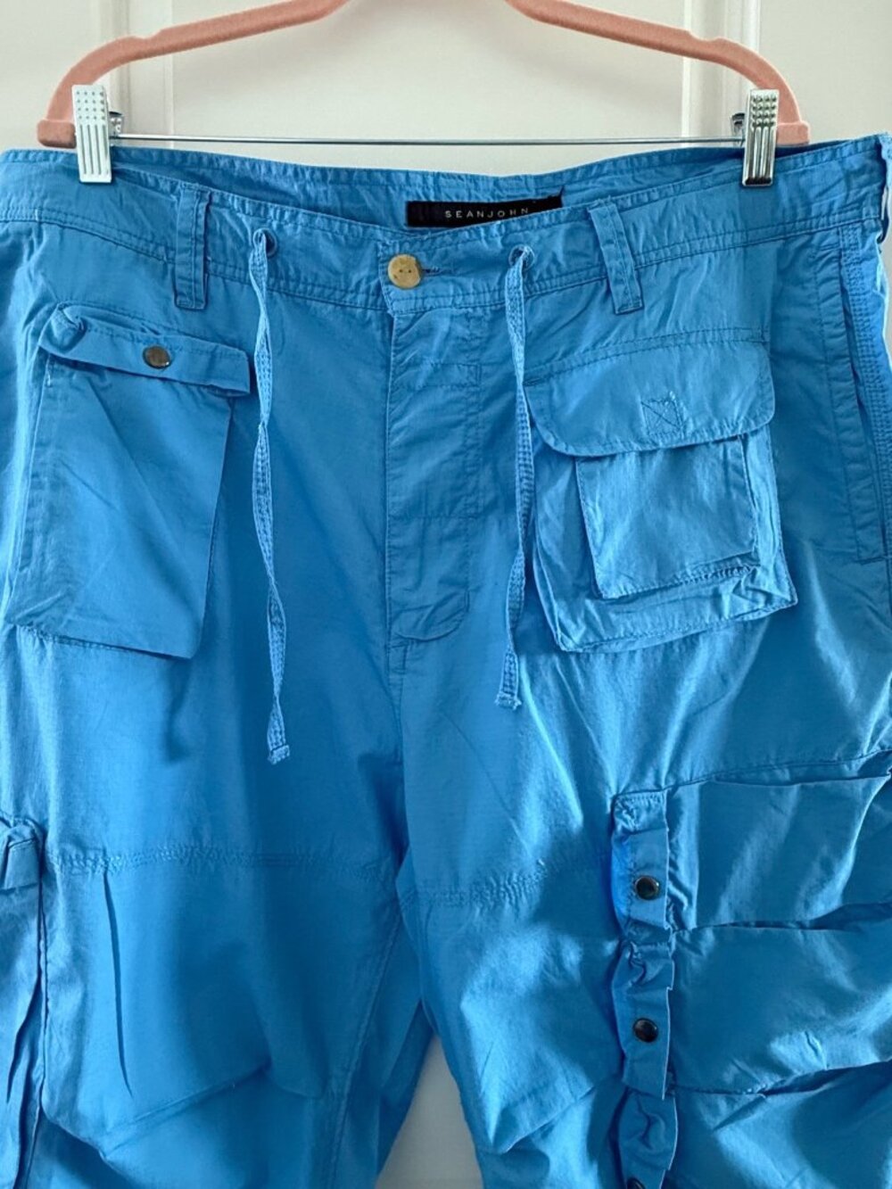 Sean John Mens Blue Cargo Shorts Size 38 Cotton Lightweight Casual - Picture 7 of 8